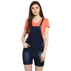 Mayawye Women's Denim Shorts Style Dungaree Pant (Blue)