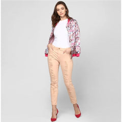 Mayawye Women's Satin Floral 3/4th Sleeve Jacket (Multicolor)