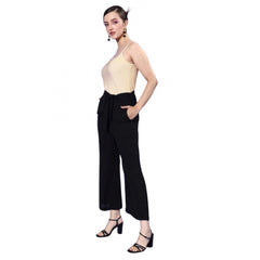Mayawye Women's Polyester Embellished Sleeveless Jumpsuit (Gold - Black)