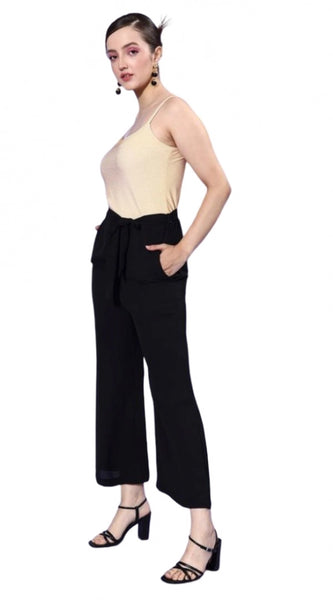 Mayawye Women's Polyester Embellished Sleeveless Jumpsuit (Gold - Black)