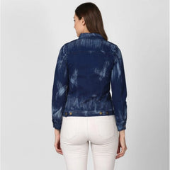 Mayawye Women's Denim Washed Long Sleeve Jacket (Blue)