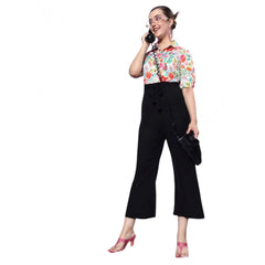 Mayawye Women's Polyester Printed 3/4th Sleeve Jumpsuit (Multicolor)