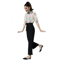 Mayawye Women's Polyester Printed 3/4th Sleeve Jumpsuit (Multicolor)