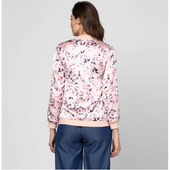 Mayawye Women's Satin Floral 3/4th Sleeve Jacket (Light Pink)