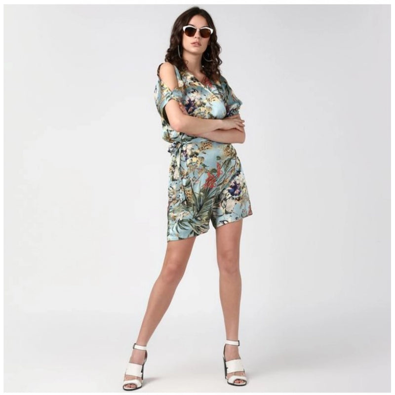 Mayawye Women's Polyester Floral Dungaree Pant (Multicolor)