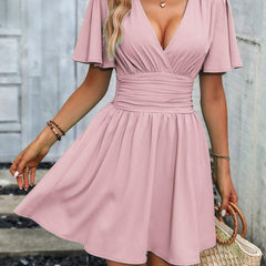 Breezaya Women'S Butterfly Sleeve Cinching Waist Dress