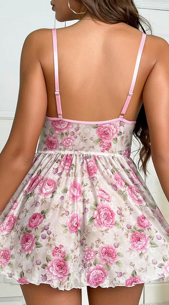 Women'S Floral Print Nightdress Sexy Mesh Slim Fit Backless Night Dress Spicy Girl Sexy Lingerie for Women 2024 Valentine'S Day