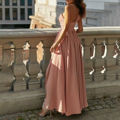 Chest Wrapped Sleeveless Evening Dress Elegant Waist Tight High-Waist Women Dress One Shoulder Irregular Flowy Hem Party Dress