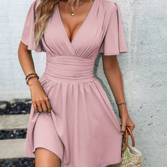 Breezaya Women'S Butterfly Sleeve Cinching Waist Dress