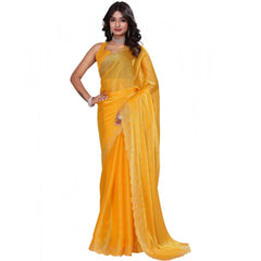 Mayawye Women's Jimmy choo Embellished Bollywood Saree With Unstitched Blouse 5.5Mtr (Mustard)