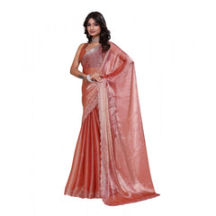 Mayawye Women's Jimmy choo Embellished Bollywood Saree With Unstitched Blouse 5.5Mtr (Orange)
