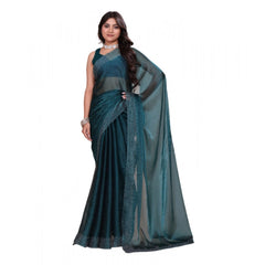 Mayawye Women's Jimmy choo Embellished Bollywood Saree With Unstitched Blouse 5.5Mtr (Green)