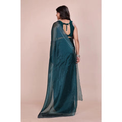 Mayawye Women's Jimmy choo Embellished Bollywood Saree With Unstitched Blouse 5.5Mtr (Green)