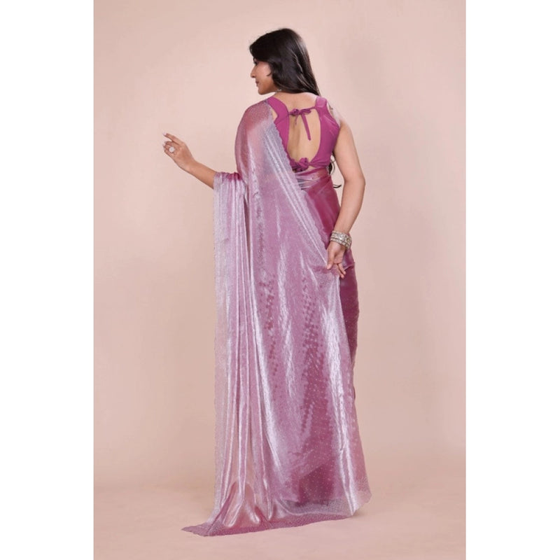Mayawye Women's Jimmy choo Embellished Bollywood Saree With Unstitched Blouse 5.5Mtr (Magenta)