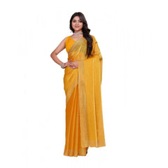 Mayawye Women's Jimmy choo Embellished Bollywood Saree With Unstitched Blouse 5.5Mtr (Mustard)