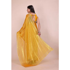 Mayawye Women's Jimmy choo Embellished Bollywood Saree With Unstitched Blouse 5.5Mtr (Mustard)