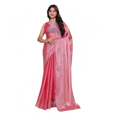 Mayawye Women's Jimmy choo Embellished Bollywood Saree With Unstitched Blouse 5.5Mtr (Pink)
