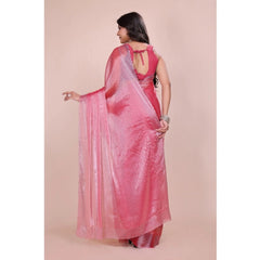 Mayawye Women's Jimmy choo Embellished Bollywood Saree With Unstitched Blouse 5.5Mtr (Pink)
