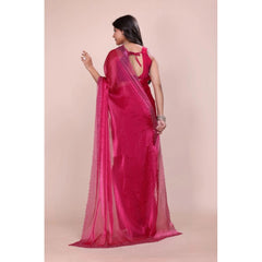 Mayawye Women's Jimmy choo Embellished Bollywood Saree With Unstitched Blouse 5.5Mtr (Red)