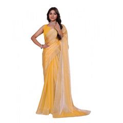 Mayawye Women's Jimmy choo Embellished Bollywood Saree With Unstitched Blouse 5.5Mtr (Yellow)