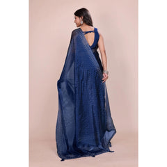 Mayawye Women's Jimmy choo Embellished Bollywood Saree With Unstitched Blouse 5.5Mtr (Blue)