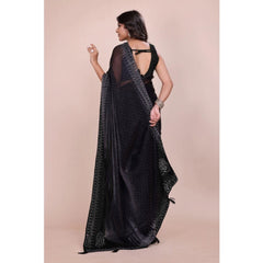 Mayawye Women's Jimmy choo Embellished Bollywood Saree With Unstitched Blouse 5.5Mtr (Black)