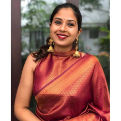 Mayawye Women's Litchi silk Printed Saree With Unstitched Blouse (Red)