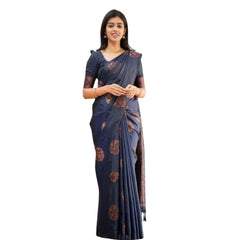 Mayawye Women's Soft Litchi Silk Jacquard Work Saree With Unstitched Blouse 5.5Mtr (Green)