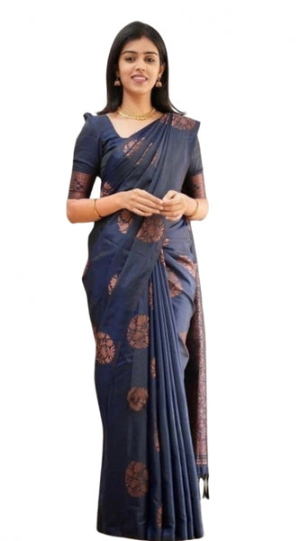 Mayawye Women's Soft Litchi Silk Jacquard Work Saree With Unstitched Blouse 5.5Mtr (Green)