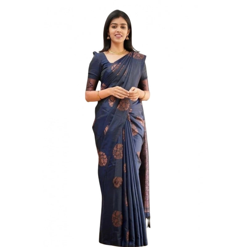 Mayawye Women's Soft Litchi Silk Jacquard Work Saree With Unstitched Blouse 5.5Mtr (Green)