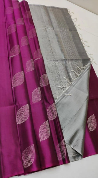 Mayawye Women's Litchi silk Printed Saree With Unstitched Blouse (Pink)