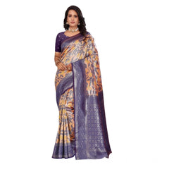 Mayawye Women's Silk Embroidred Saree With Unstitched Blouse 5.5Mtr (Dark Green)
