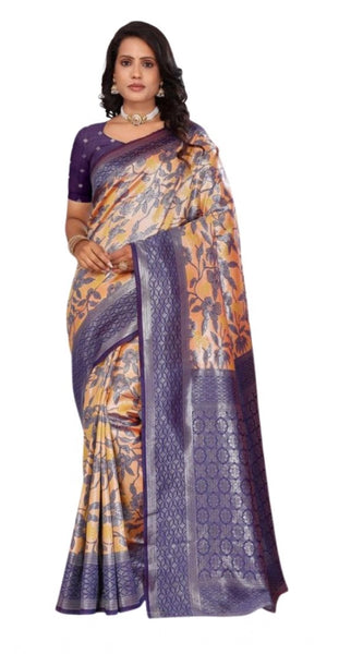Mayawye Women's Silk Embroidred Saree With Unstitched Blouse 5.5Mtr (Dark Green)