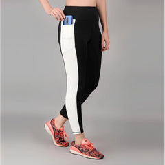 Mayawye Women's Polyester Solid Ankle length High Waisted Tights (Black)