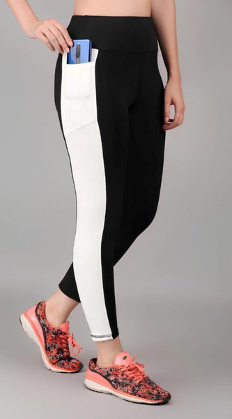 Mayawye Women's Polyester Solid Ankle length High Waisted Tights (Black)