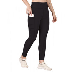Mayawye Women's Polyester Solid Ankle length High Waisted Tights (Black)