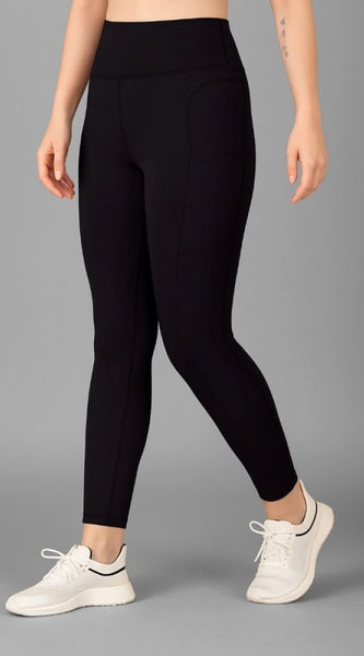 Mayawye Women's Polyester Solid Ankle length High Waisted Tights (Black)