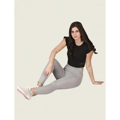 Mayawye Women's Polyester Solid Ankle length High Waisted Tights (Grey)