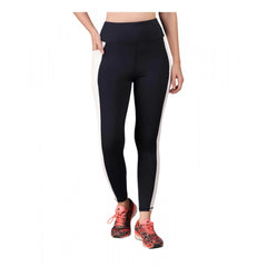 Mayawye Women's Polyester Solid Ankle length High Waisted Tights (Navy Blue)