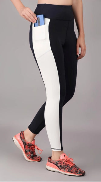 Mayawye Women's Polyester Solid Ankle length High Waisted Tights (Navy Blue)