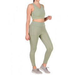 Mayawye Women's Polyester Solid Ankle length High Waisted Tights (Sea Green)