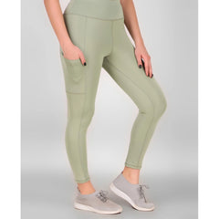 Mayawye Women's Polyester Solid Ankle length High Waisted Tights (Sea Green)