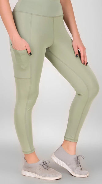 Mayawye Women's Polyester Solid Ankle length High Waisted Tights (Sea Green)