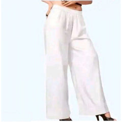 Mayawye Women's Casual Rayon Solid Ankle Length Palazzo (White, Free Size)