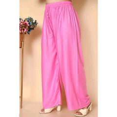 Mayawye Women's Casual Rayon Solid Ankle Length Palazzo (Pink, Free Size)