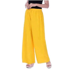 Mayawye Women's Casual Rayon Solid Ankle Length Palazzo (Yellow , Free Size)