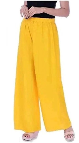 Mayawye Women's Casual Rayon Solid Ankle Length Palazzo (Yellow , Free Size)