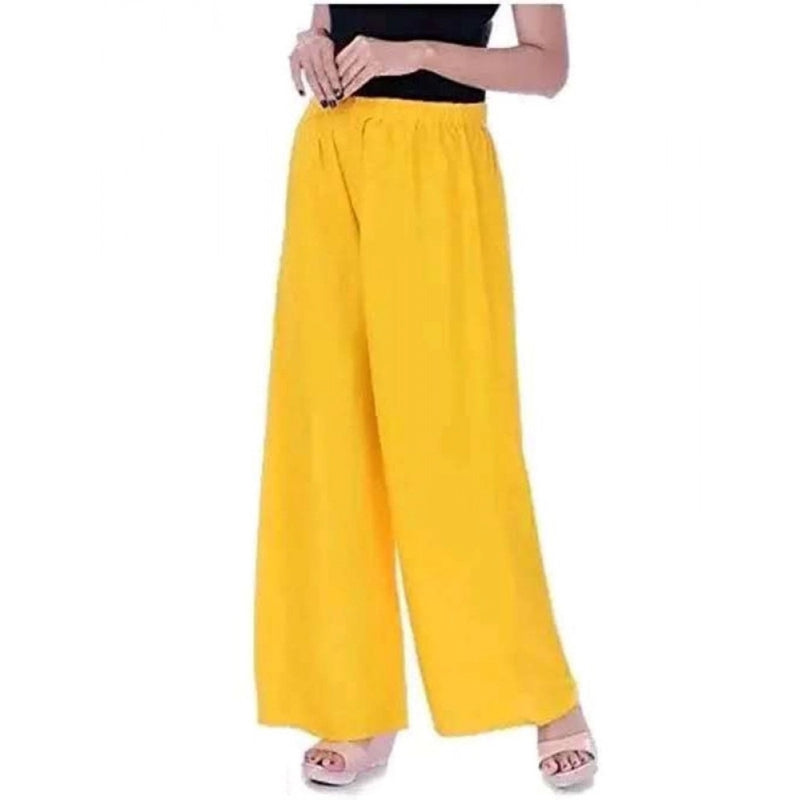 Mayawye Women's Casual Rayon Solid Ankle Length Palazzo (Yellow , Free Size)