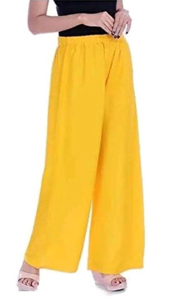 Mayawye Women's Casual Rayon Solid Ankle Length Palazzo (Yellow , Free Size)