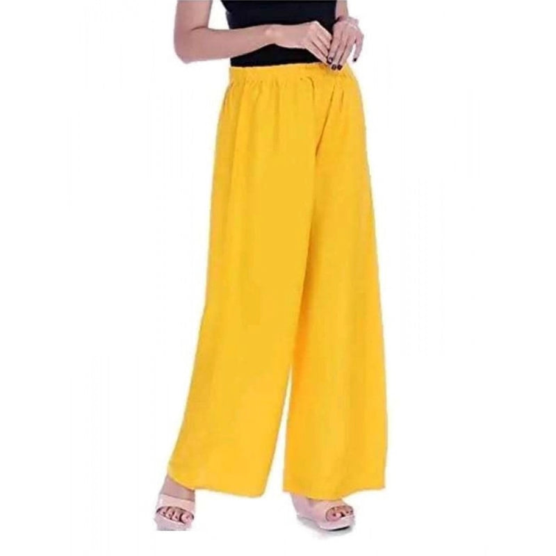 Mayawye Women's Casual Rayon Solid Ankle Length Palazzo (Yellow , Free Size)